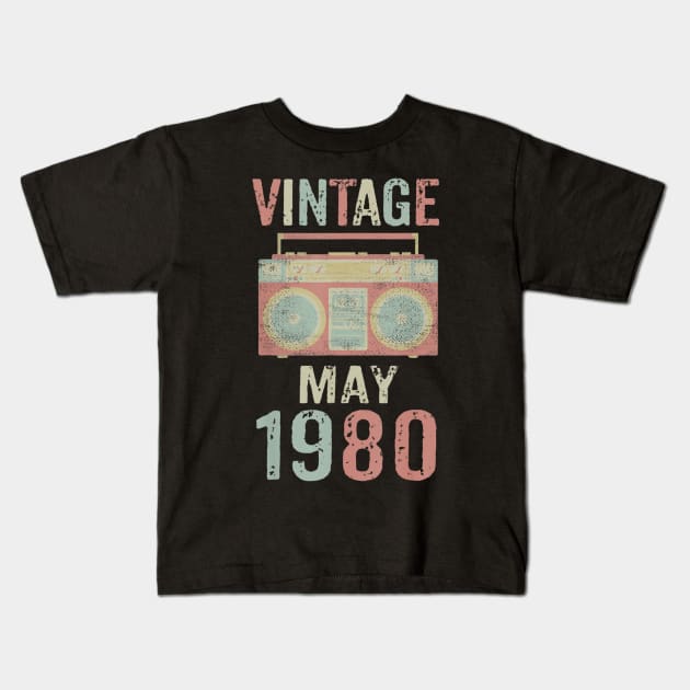 Born May 1980 Vintage Birthday Retro Ghetto Blaster Kids T-Shirt by teudasfemales